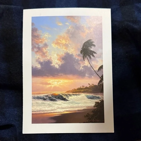 Sunset Beach Palm Art Postcard Print - Picture 1 of 2